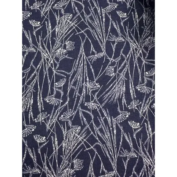 Banana Republic Blue & White Linen Floral Slim Fit Button Up Shirt Size L - Picture 5 of 8